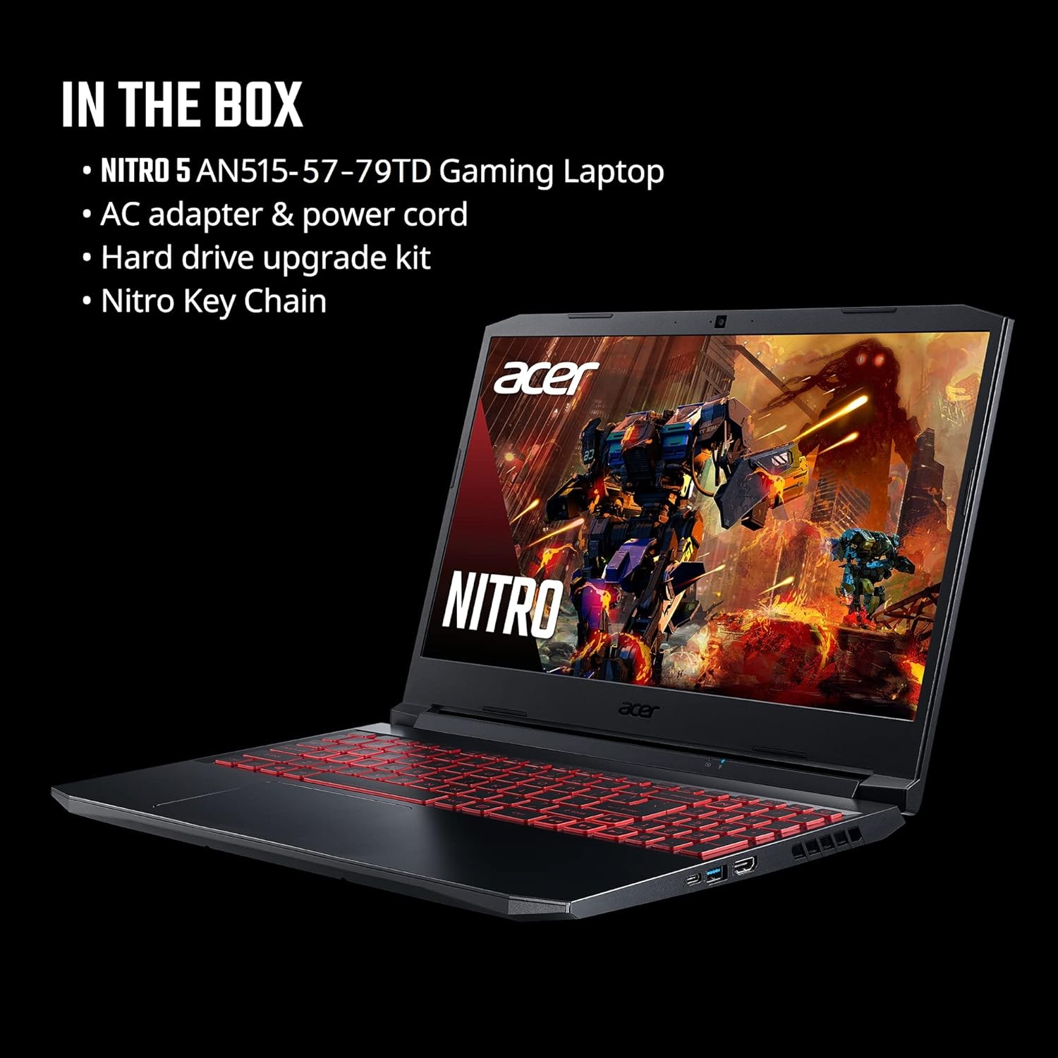 Acer Nitro 5 AN515-57-79TD Gaming Laptop | Intel Core i7-11800H | NVIDIA GeForce RTX 3050 Ti Laptop GPU | 15.6" FHD 144Hz IPS Display | 8GB DDR4 | 512GB NVMe SSD | Killer Wi-Fi 6 | Backlit Keyboard