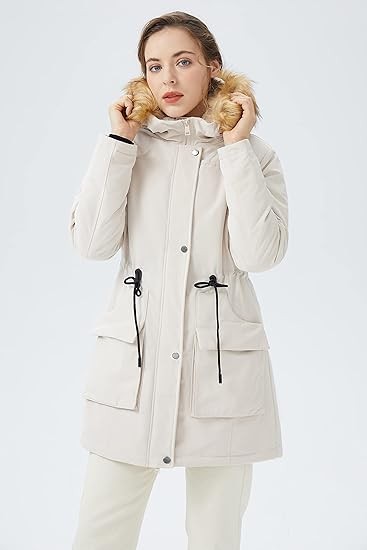 Orolay Women's Thicken Fleece Lined Parka Winter Coat Hooded Jacket with Removable Fur Collar
