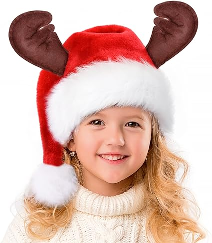 RJVW Christmas Hat, Santa Hat for Kids & Baby, Xmas Hat,Unisex Velvet Classic Santa Claus Hat for New Year Party