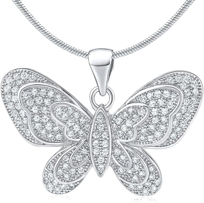 SILVEGO Ladies Pendant 925 Sterling silver Butterfly with Zircon, sterling silver, cristal