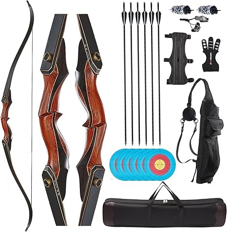 TOPARCHERY 60 Inch Recurve Bow, Improved Detachable Recurve Bow Set for Adults and Beginners - Practice Bow Set, Left/Right Handed